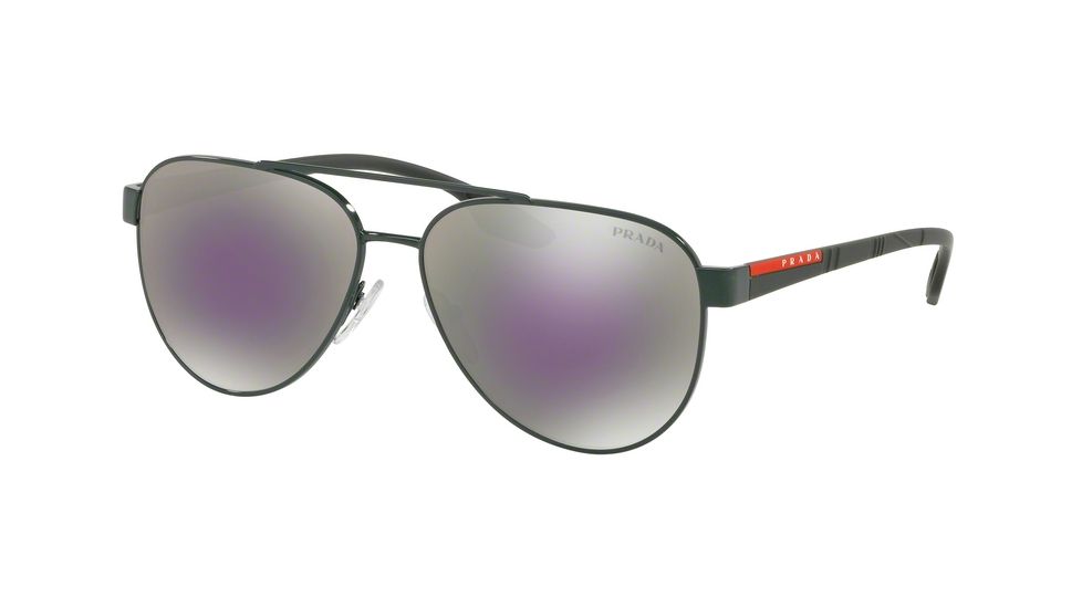 Prada PS54TS Sunglasses 289297-58 - Green Frame, Grey Mirror Milky Blue Lenses
