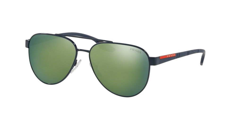 Prada PS54TS Sunglasses 7AN213-58 - Blue Frame, Green Mirror Green Lenses