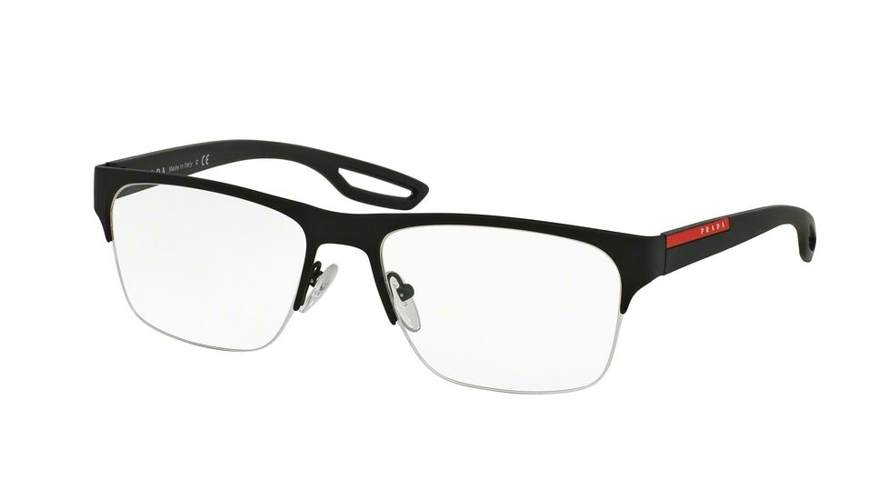 Prada PS55FV Eyeglass Frames DG01O1-54 - Black Rubber Frame