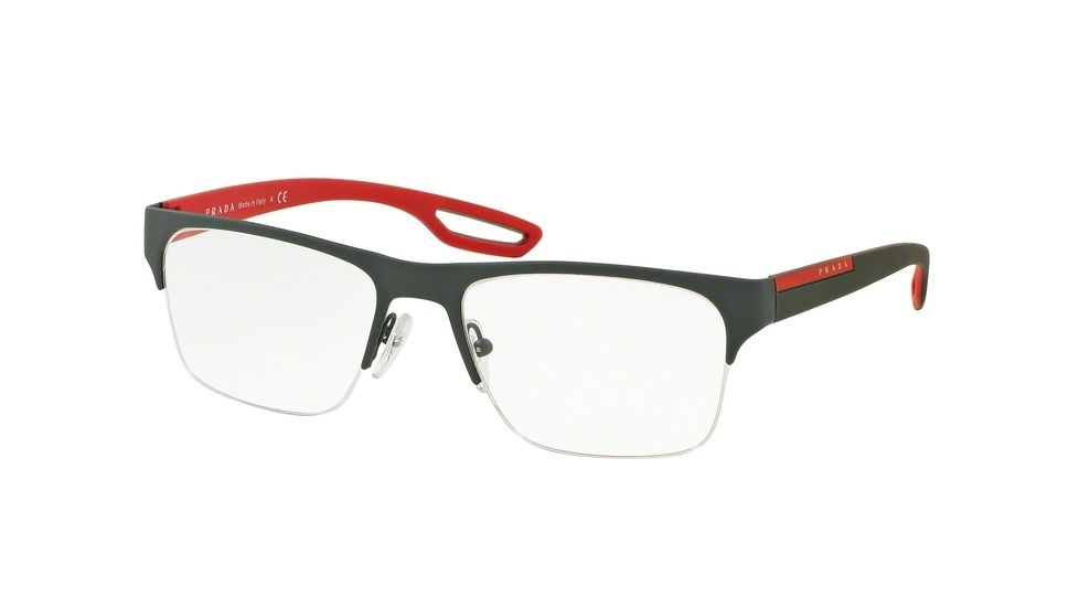 Prada PS55FV Eyeglass Frames UFI1O1-56 - Green Rubber Frame