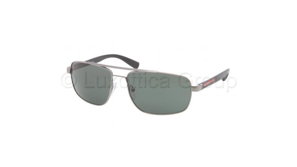 Prada PS55NS Sunglasses 5AV3O1-6016 - Gunmetal Frame, Green Lenses