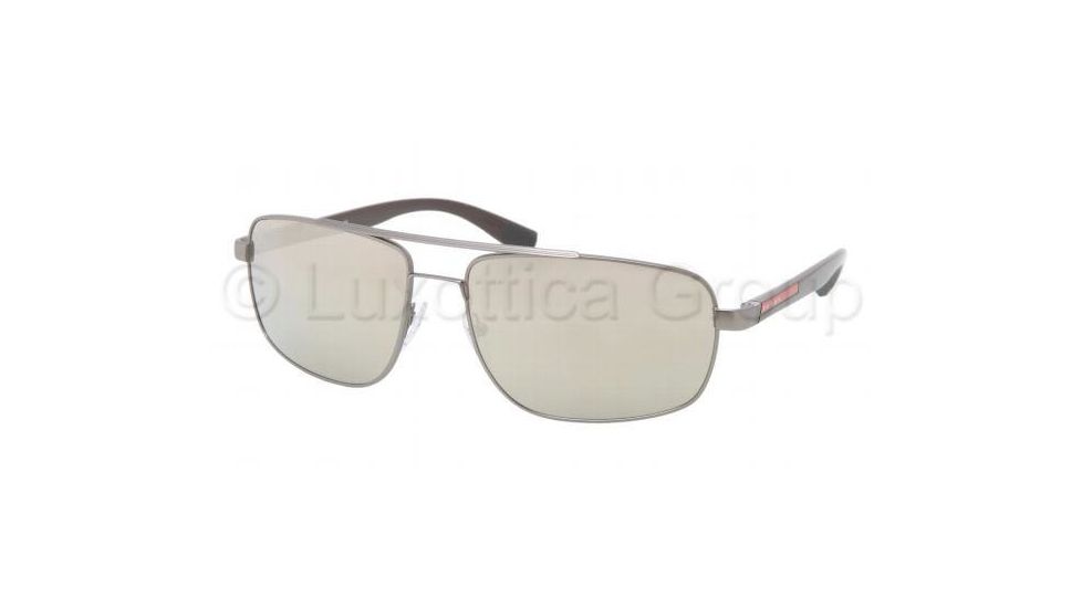 Prada PS55NS Sunglasses 7JO1C0-6016 - Gunmetal Demi Shiny Frame, Mirror Gold Lenses