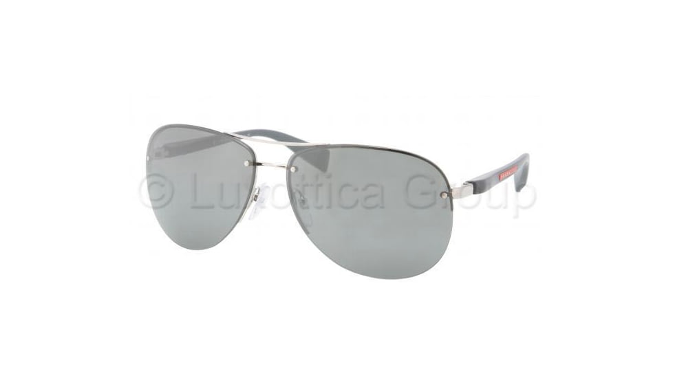Prada PS56MS Sunglasses 1BC7W1-6214 - Silver Frame, Gray Silver Mirror Lenses