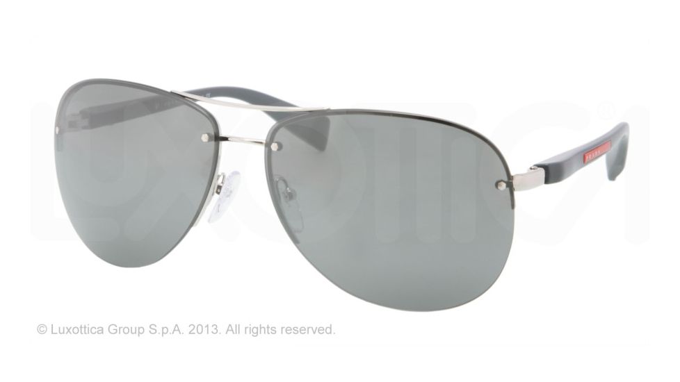 Prada PS 56MS 65 PS56MS Single Vision Prescription Sunglasses PS56MS-1BC7W1-62 - Lens Diameter 62 mm, Frame Color Silver