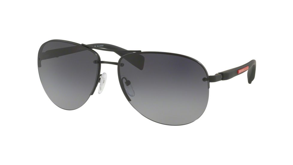 Prada PS 56MS 65 PS56MS Single Vision Prescription Sunglasses PS56MS-DG05W1-62 - Lens Diameter 62 mm, Frame Color Black Rubber