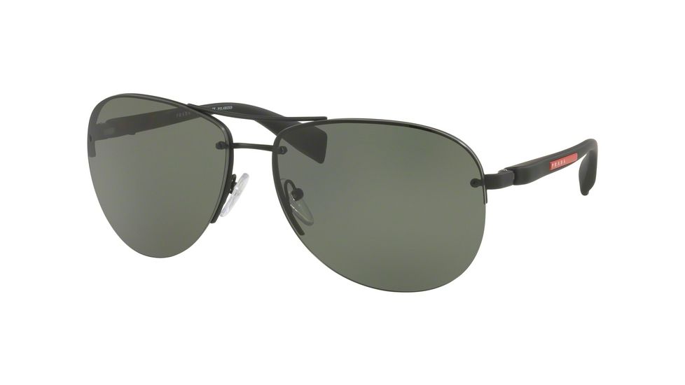 Prada PS 56MS 65 PS56MS Single Vision Prescription Sunglasses PS56MS-DG05X1-65 - Lens Diameter 65 mm, Frame Color Black Rubber