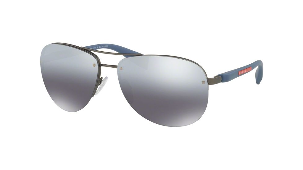 Prada PS 56MS 65 PS56MS Single Vision Prescription Sunglasses PS56MS-DG12F2-62 - Lens Diameter 62 mm, Frame Color Gunmetal Rubber