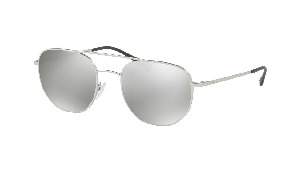 Prada PS56SS Sunglasses 1AP2B0-53 - Matte Silver Frame, Light Grey Mirror Silver Lenses