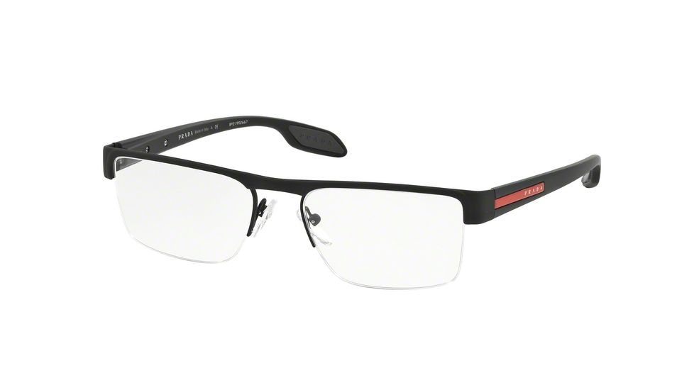 Prada PS57EV Eyeglass Frames DG01O1-51 - Black Rubber Frame