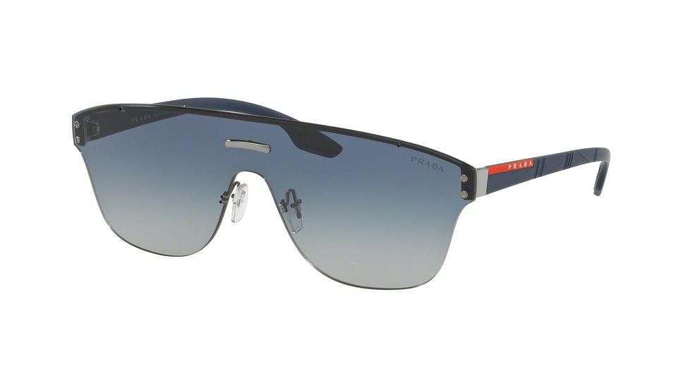 Prada PS57TS Sunglasses 292292-43 - Gunmetal Frame, Light Grey Gradient Blue Lenses