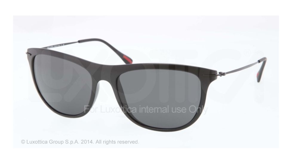 Prada RED FEATHER PS01PS Single Vision Prescription Sunglasses PS01PS-1BO1A1-56 - Lens Diameter 56 mm, Frame Color Black Demi Shiny