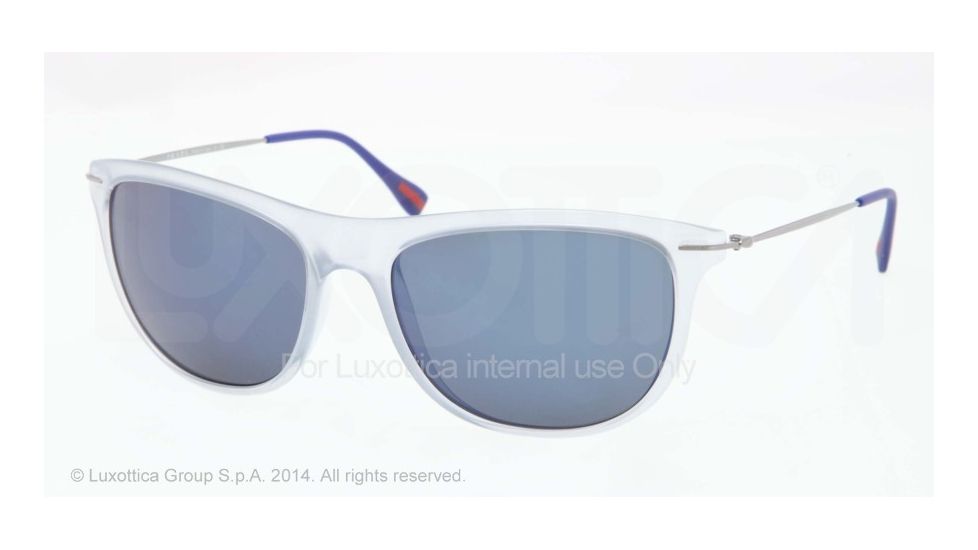 Prada RED FEATHER PS01PS Single Vision Prescription Sunglasses PS01PS-ROT2E0-56 - Lens Diameter 56 mm, Frame Color Light Grey Demi Shiny