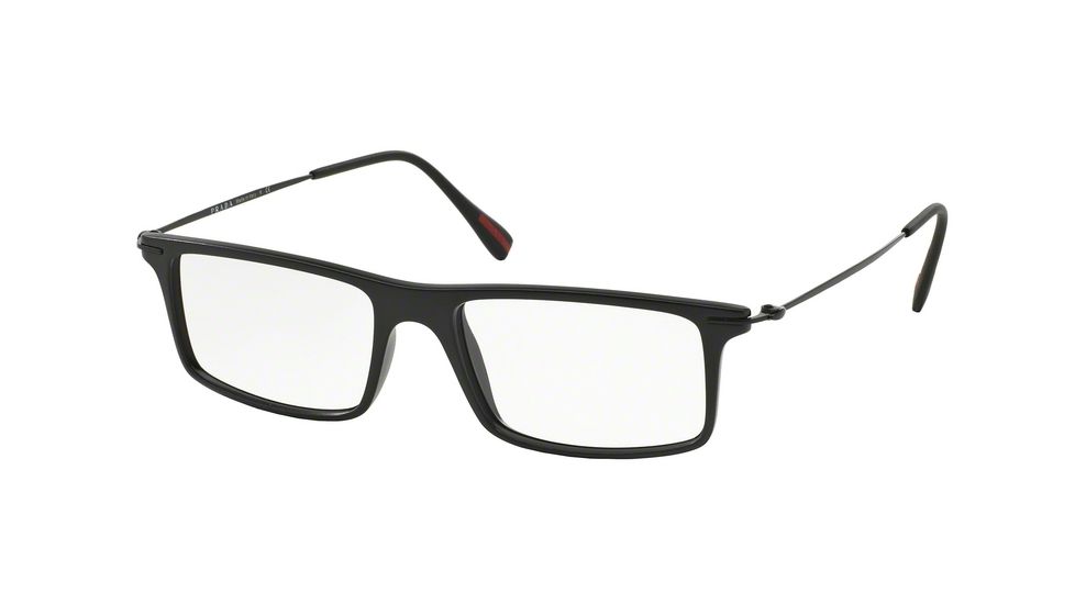 Prada RED FEATHER PS03EV Eyeglass Frames 1BO1O1-51 - Black Demi Shiny Frame