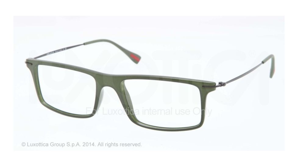 Prada RED FEATHER PS03EV Eyeglass Frames ROS1O1-51 - Military Green Demi Shiny Frame