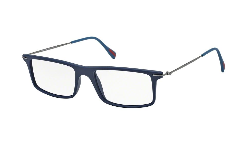 Prada RED FEATHER PS03EV Eyeglass Frames TFY1O1-51 - Blue Rubber Frame