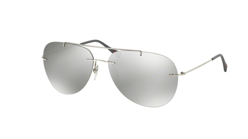 Prada RED FEATHER PS50PS Bifocal Prescription Sunglasses PS50PS-1BC2B0-60 - Lens Diameter 60 mm, Frame Color Steel