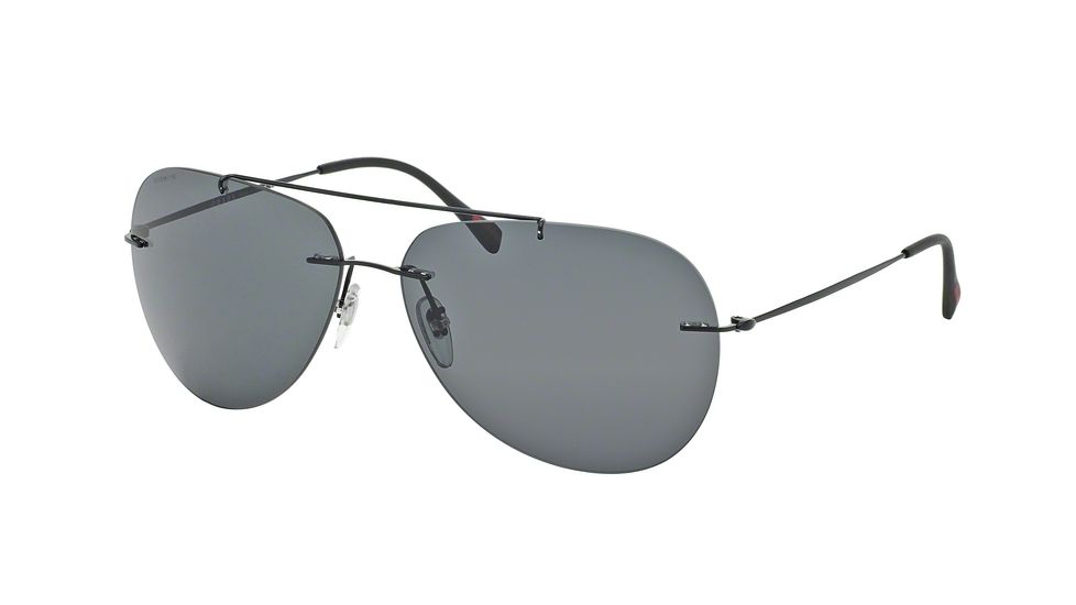Prada RED FEATHER PS50PS Bifocal Prescription Sunglasses PS50PS-1BO1A1-63 - Lens Diameter 63 mm, Frame Color Black Demi Shiny