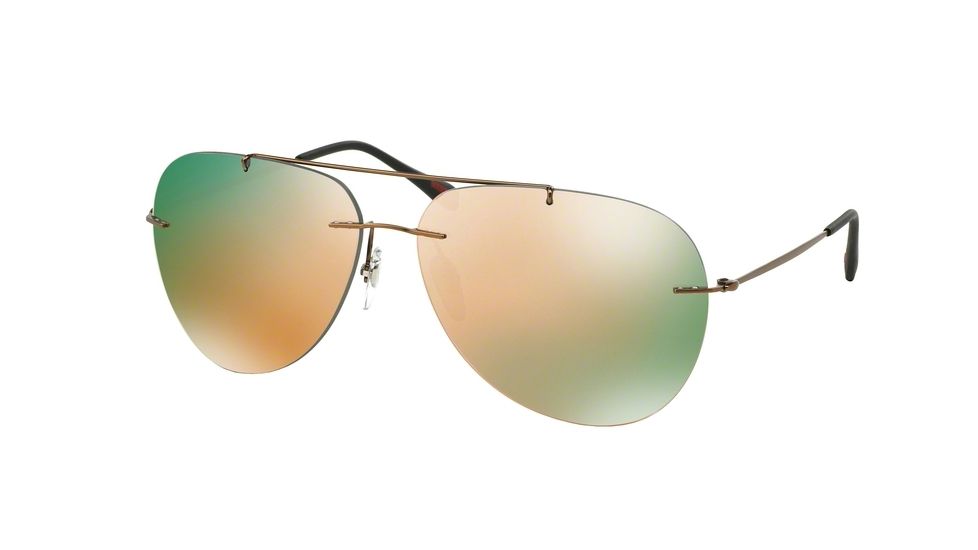 Prada RED FEATHER PS50PS Bifocal Prescription Sunglasses PS50PS-ROU2D2-63 - Lens Diameter 63 mm, Frame Color Cocoa Demi Shiny