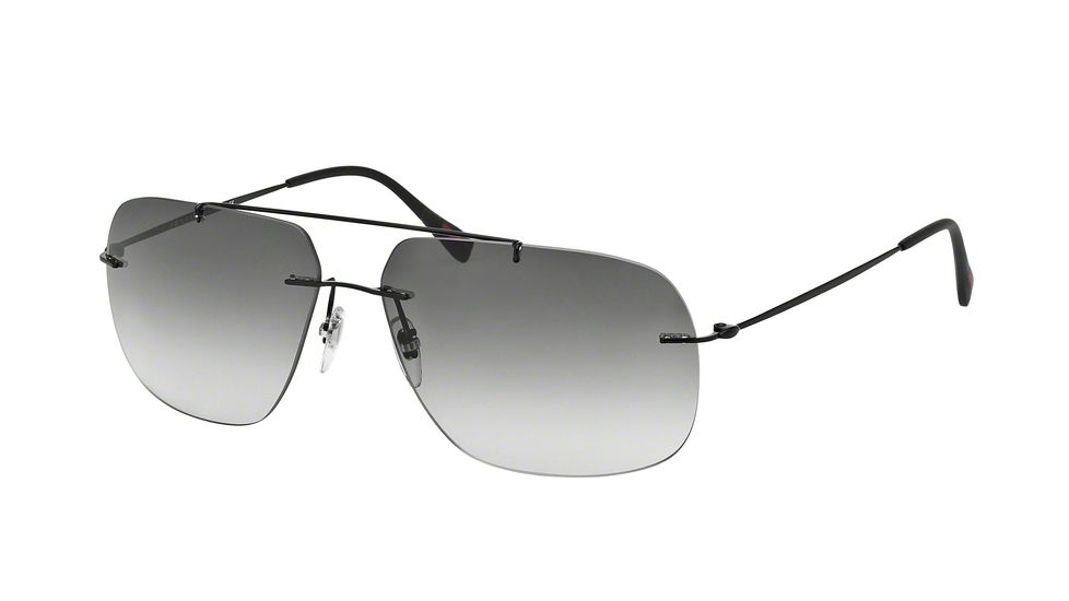 Prada RED FEATHER PS55PS Single Vision Prescription Sunglasses PS55PS-1BO0A7-63 - Lens Diameter 63 mm, Frame Color Matte Black