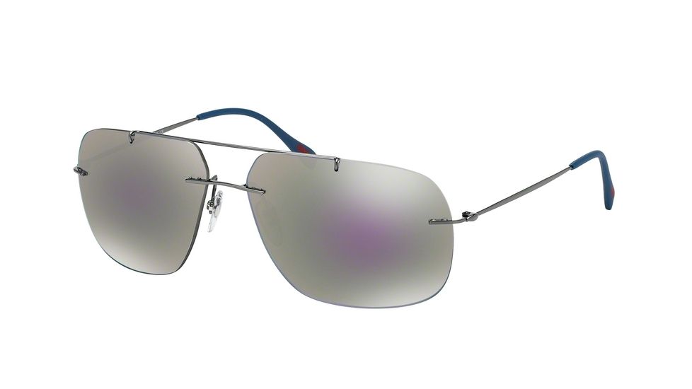 Prada RED FEATHER PS55PS Single Vision Prescription Sunglasses PS55PS-5AV2E2-63 - Lens Diameter 63 mm, Frame Color Gunmetal
