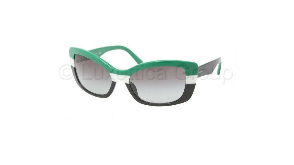 Prada Bifocal Sunglasses PR03NS with Lined Bi-Focal Rx Prescription Lenses PR03NS-DAM3M1-5718 - Lens Diameter: 57 mm, Frame Color: Green / Ivory / Black