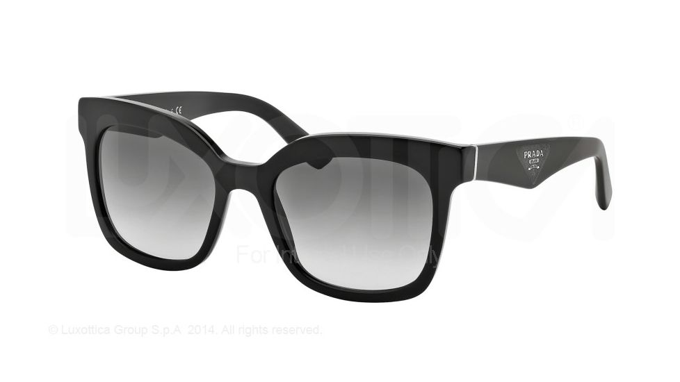 Prada TRIANGLE PR24QS Single Vision Prescription Sunglasses PR24QS-1AB0A7-53 - Lens Diameter 53 mm, Frame Color Black