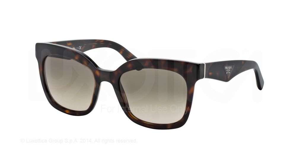 Prada TRIANGLE PR24QS Single Vision Prescription Sunglasses PR24QS-2AU3D0-53 - Lens Diameter 53 mm, Frame Color Havana