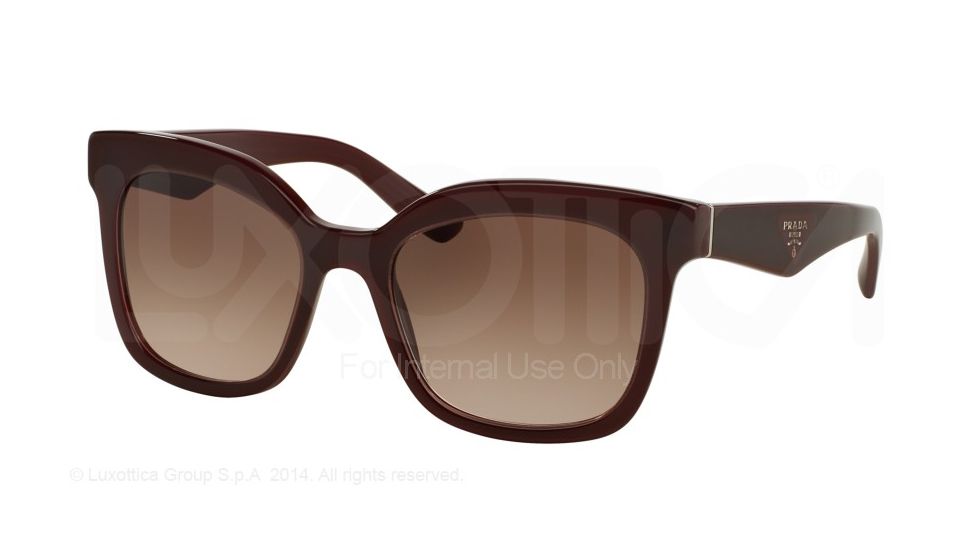 Prada TRIANGLE PR24QS Single Vision Prescription Sunglasses PR24QS-UAN0A6-53 - Lens Diameter 53 mm, Frame Color Opal Bordeaux On Bordeaux