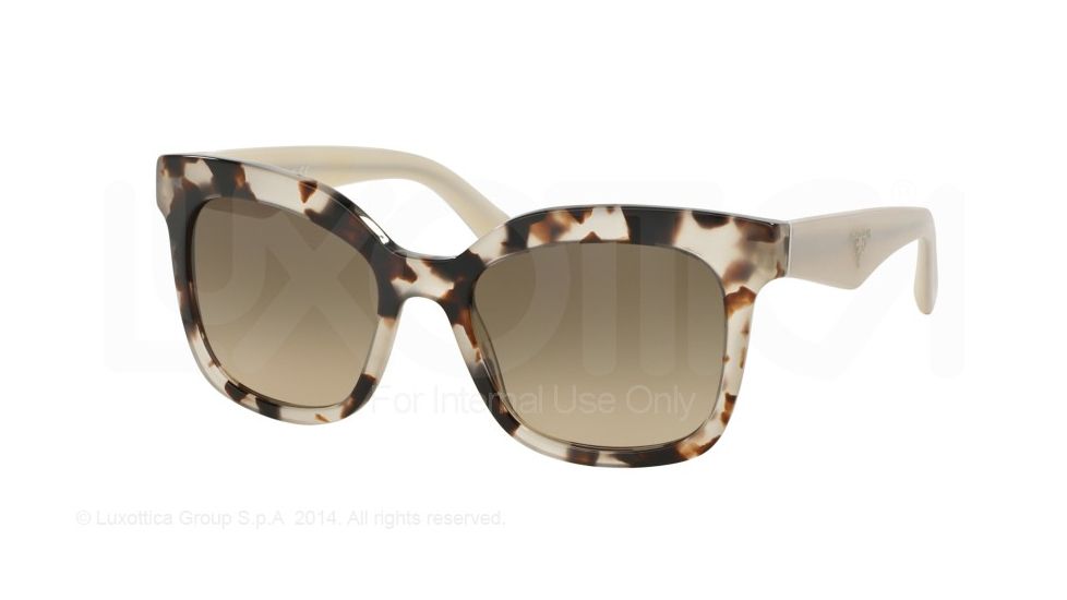 Prada TRIANGLE PR24QS Single Vision Prescription Sunglasses PR24QS-UAO3D0-53 - Lens Diameter 53 mm, Frame Color Spotted Opal Brown