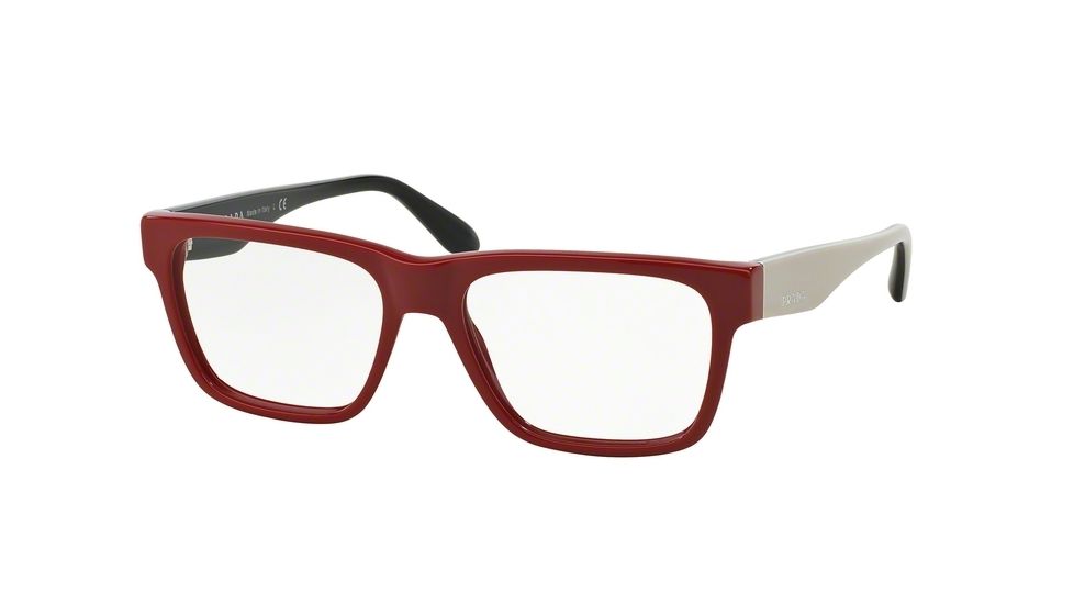 Prada VOICE PR16RV Single Vision Prescription Eyeglasses TKS1O1-53 - Red Frame