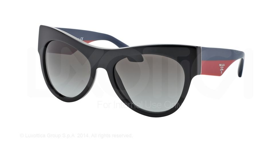 Prada VOICE PR28QS Single Vision Prescription Sunglasses PR28QS-TKE0A7-56 - Lens Diameter 56 mm, Frame Color Black
