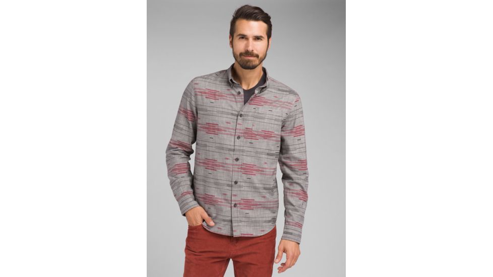 prAna Broderick Long Sleeve - Slim - Mens, Gravel, Small, M23190635-GRA-S