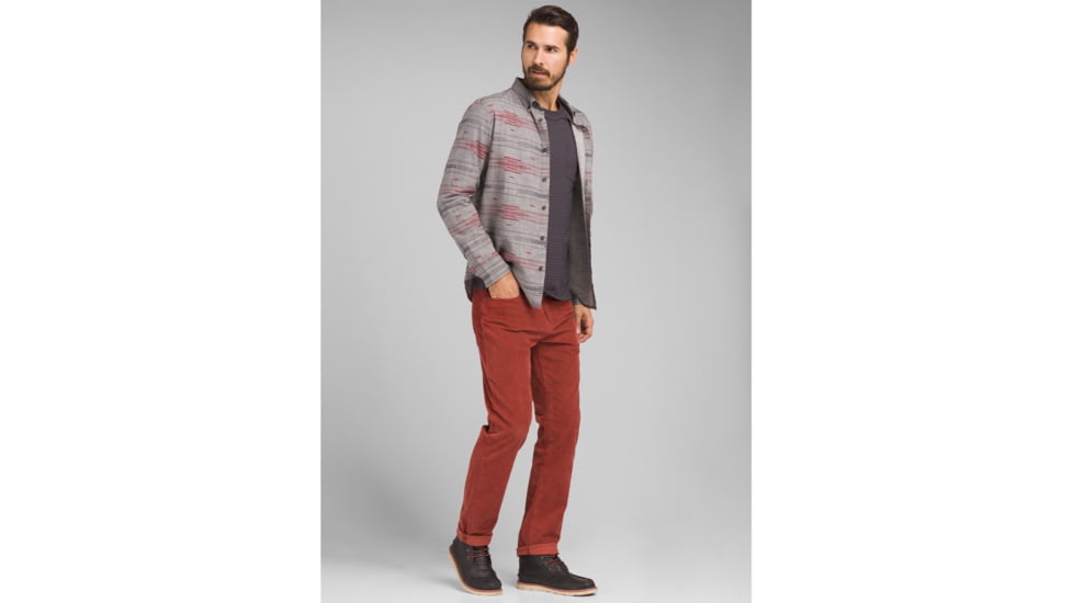 prAna Broderick Long Sleeve - Slim - Mens, Gravel, Small, M23190635-GRA-S