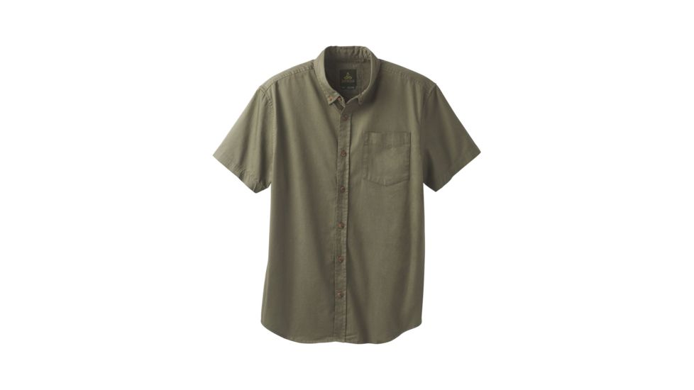 prAna Broderick Solid Short Sleeve Button Up - Men's, Cargo Green, XXL, M11170310-CAGR-XXL