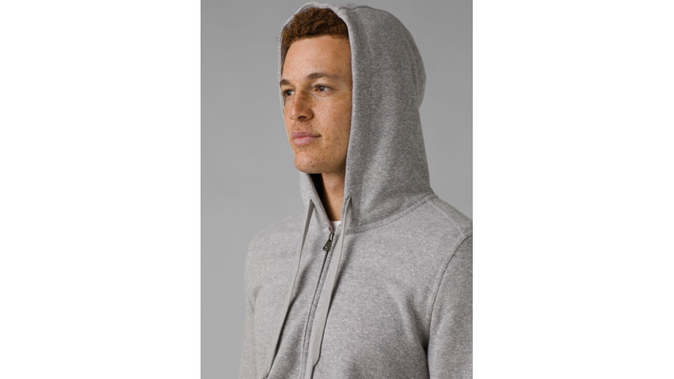 prAna Cardiff Fleece Full Zip Hoodie, Heather Grey, XLarge, 1967701-020-ST-XL