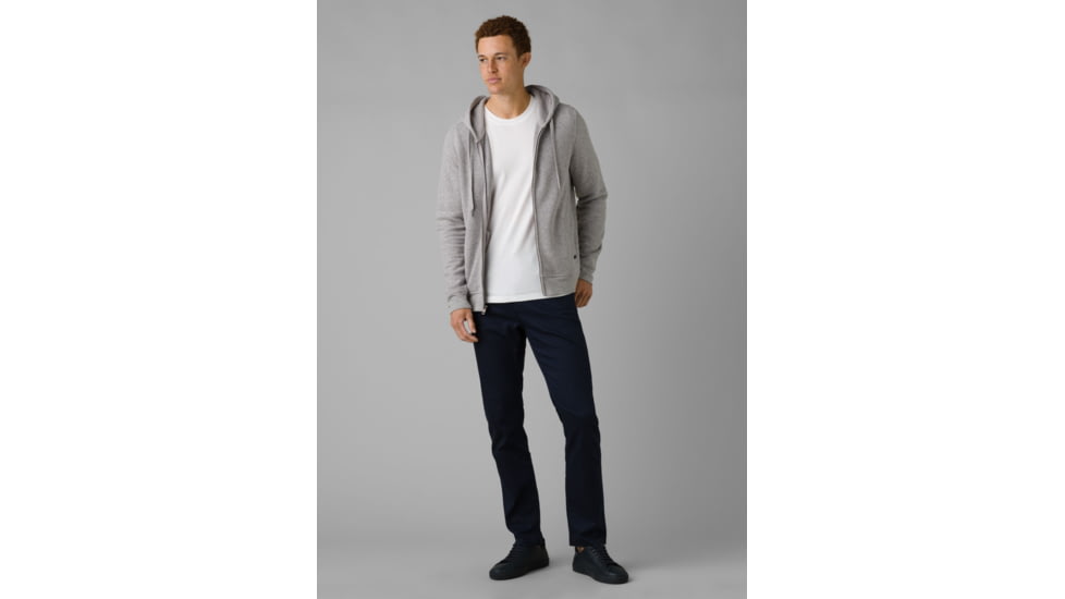 prAna Cardiff Fleece Full Zip Hoodie, Heather Grey, XLarge, 1967701-020-ST-XL