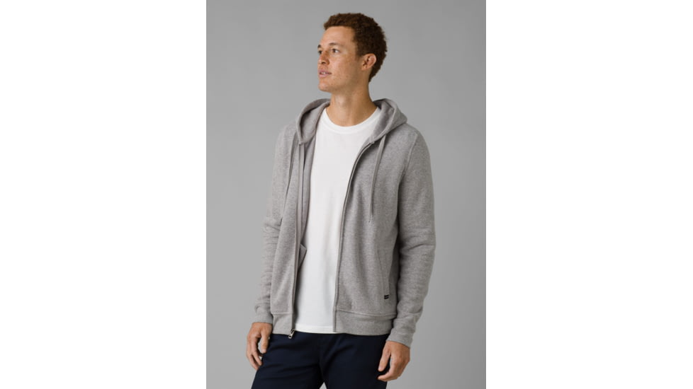 prAna Cardiff Fleece Full Zip Hoodie, Heather Grey, XLarge, 1967701-020-ST-XL