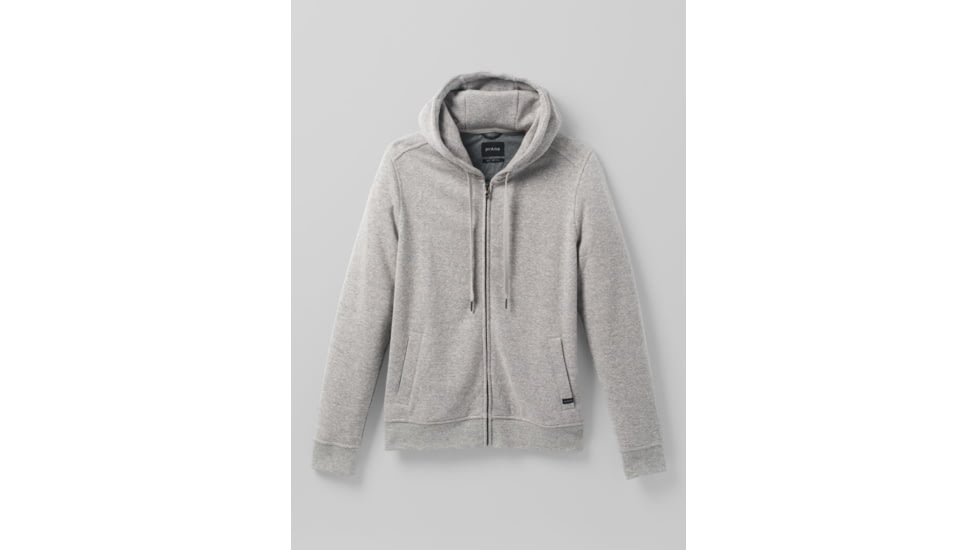 prAna Cardiff Fleece Full Zip Hoodie, Heather Grey, XLarge, 1967701-020-ST-XL