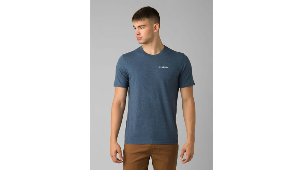 prAna Castle Crest T-Shirt - Mens, Denim Heather, Large, M11201593-DEHT-L