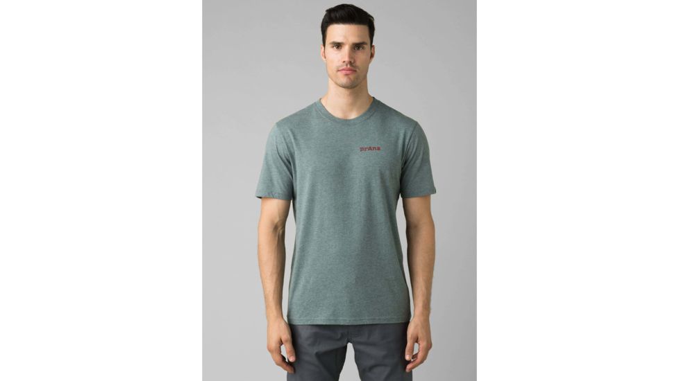 prAna Castle Crest T-Shirt - Mens, Smoky Blue Heather, Large, M11201593-SMHT-L