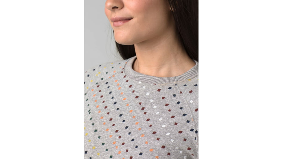 prAna Cozy Up Sweatshirt - Womens, Heather Grey Ditsy Road, Medium, 1967291-020-M
