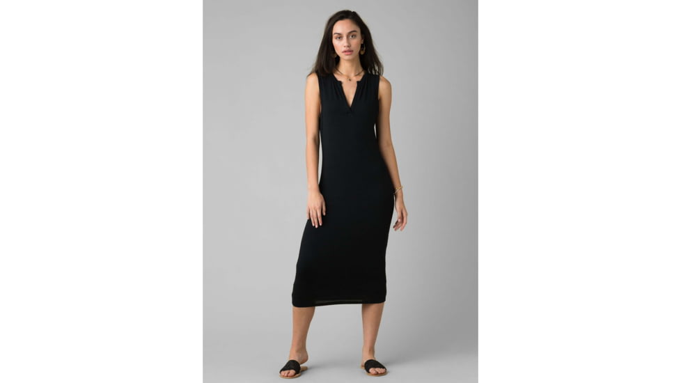 prAna Foundation Midi Dress - Womens, Black, Large, W31202056-BLK-L
