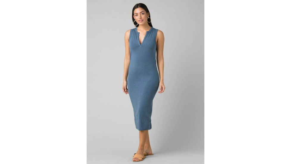 prAna Foundation Midi Dress - Womens, Nickel Heather, Medium, W31202056-NIHT-M