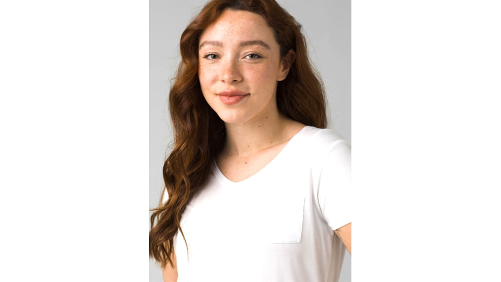 prAna Foundation Short Sleeve V-Neck - Womens, White, Extra Small, 1971451-100-XS