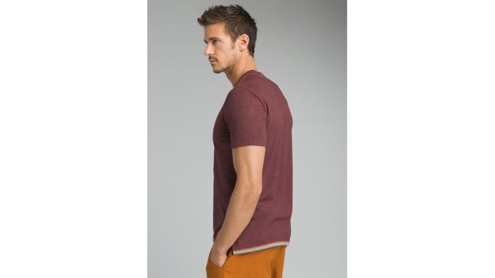 prAna Garrity Short Sleeve Henley T-Shirt - Mens, Black Cherry, Large, M11181406-BKCY-L