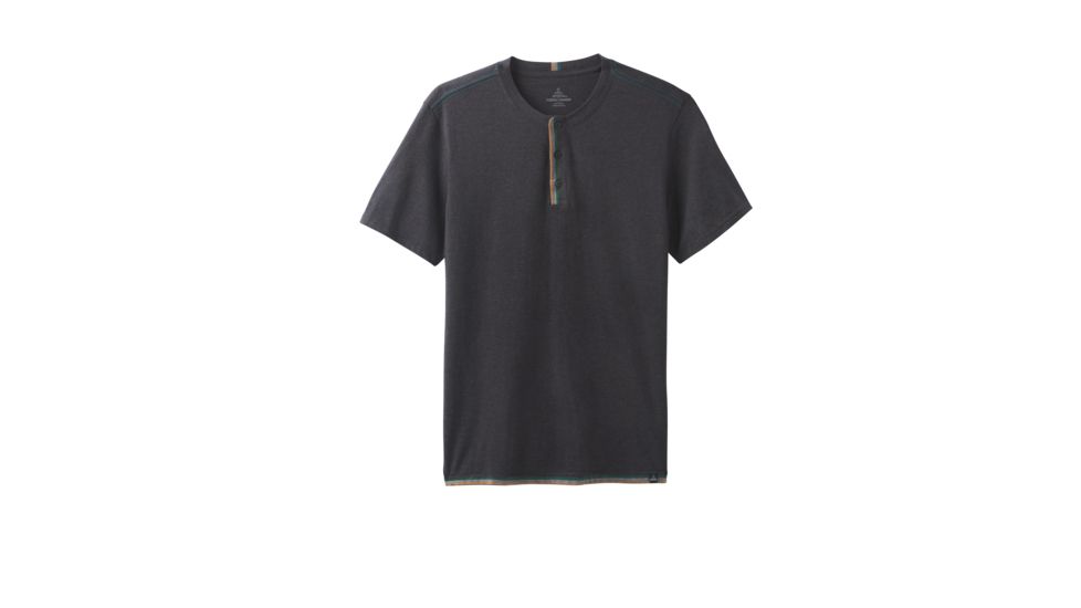 prAna Garrity Short Sleeve Henley T-Shirt - Mens, Black, Small, M11181406-BLK-S