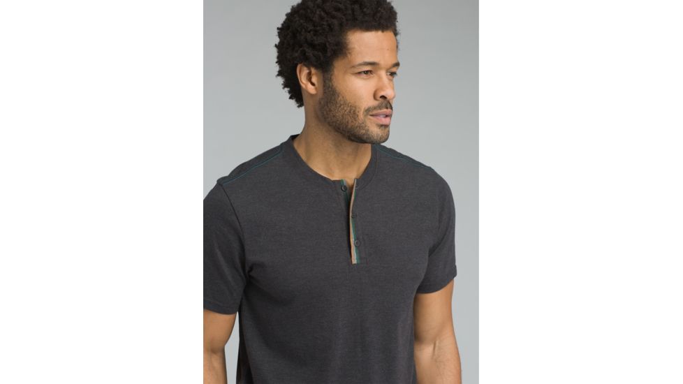 prAna Garrity Short Sleeve Henley T-Shirt - Men's, Black, Small, M11181406-BLK-S