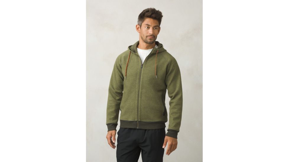 Prana Halgren Urban Full Zip Hoodie Mens, Cargo Green Heather, Small, M21181412-CGHT-S