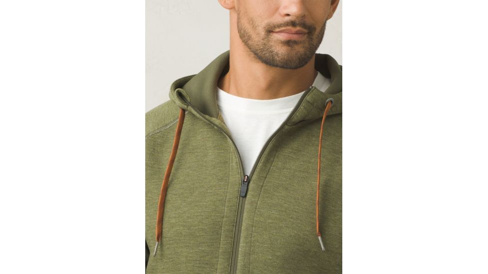 Prana Halgren Urban Full Zip Hoodie Mens, Cargo Green Heather, Small, M21181412-CGHT-S