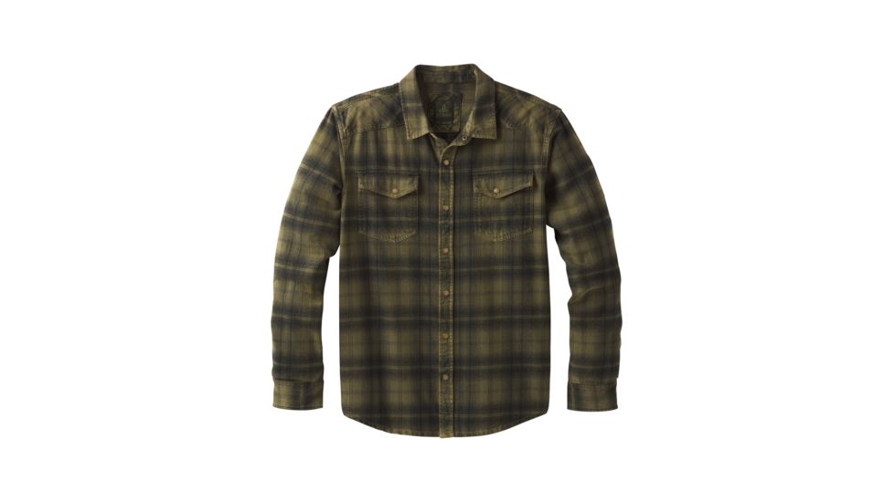 prAna Horizon Long Sleeve Flannel Shirt - Mens, Cargo Green, Large, M23180490-CAGR-L